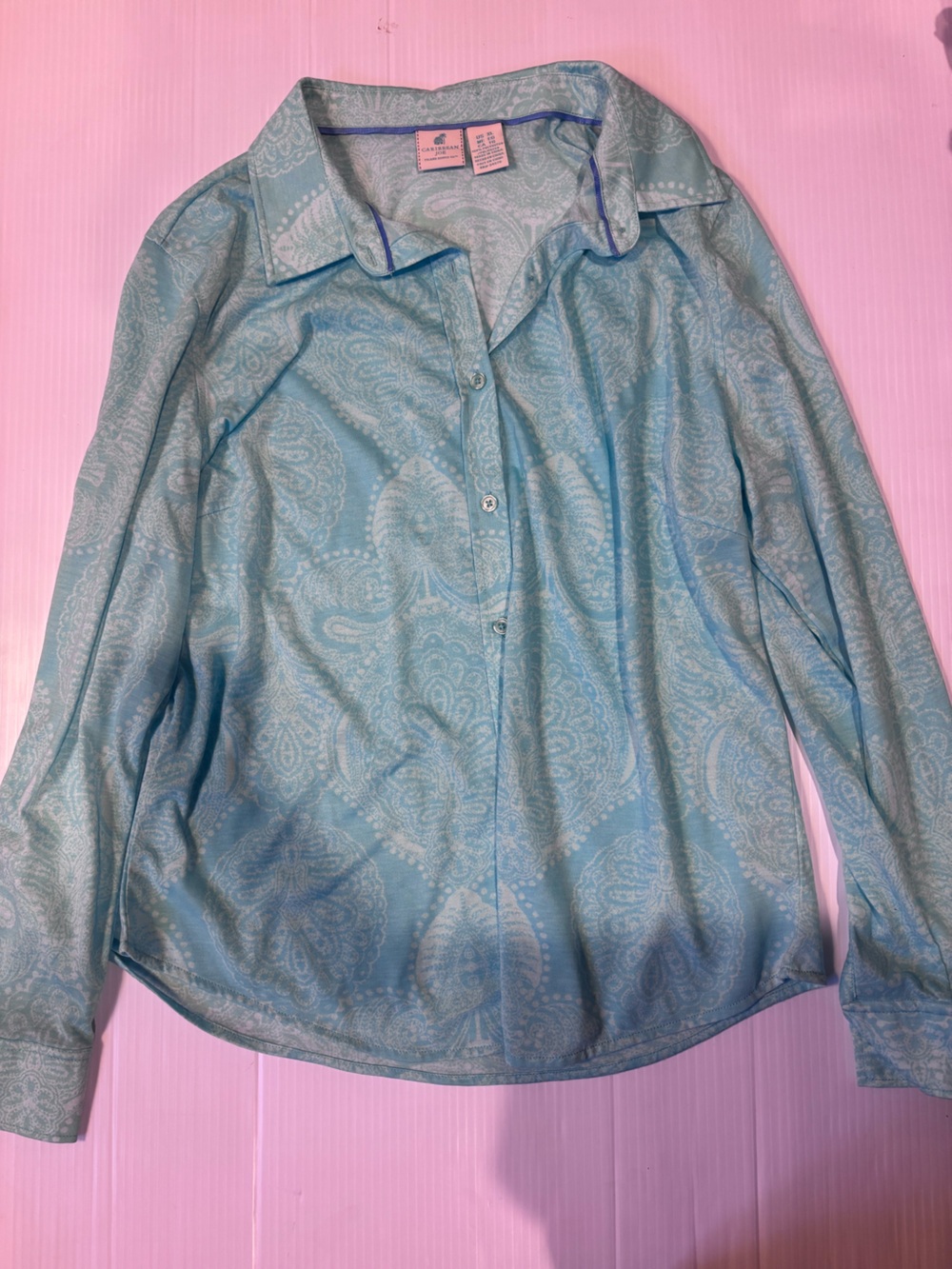 Caribbean Joe Blue Paisley Button-Down Shirt xl
